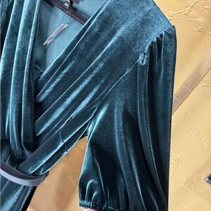 Lane Bryant Teal Velvet Midi Dress